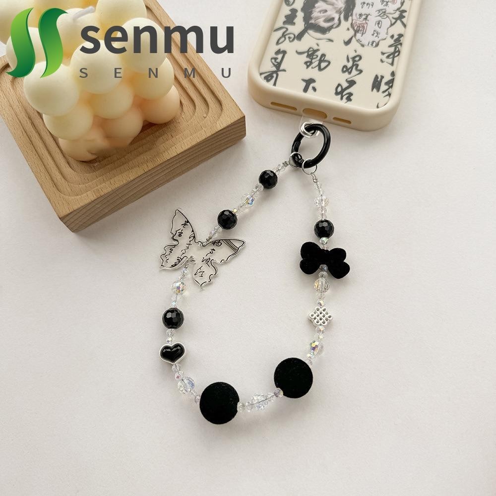 SENMU Mobile Phone Lanyard , Y2K Vintage Chinese Style Charms , Hanging Ornament Cool Ink Butterfly Personalidade De Borboleta De Tinta Chinesa Aniversário De Correia De Telefone Celular