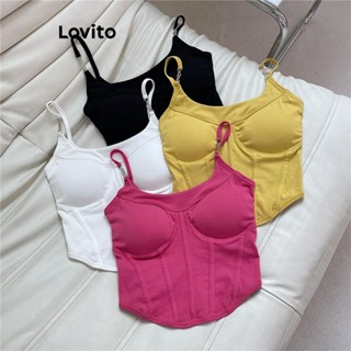 Lovito Regata feminina casual com estrutura lisa LNE51293