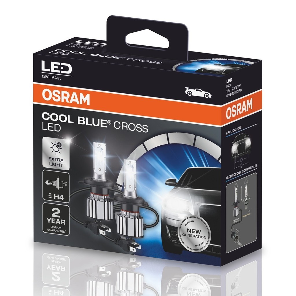 Par Lâmpada Osram Led Cool Blue Cross H4 6000K Super Branca em Oferta na Shopee