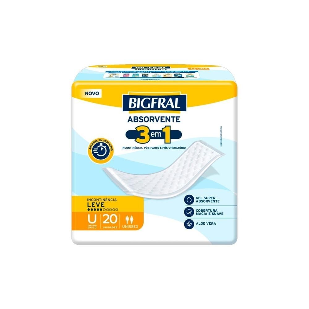Absorvente para Incontinencia Urinaria Bigfral Plus Regular Tamanho Unico 20 Unidades em Oferta na Shopee