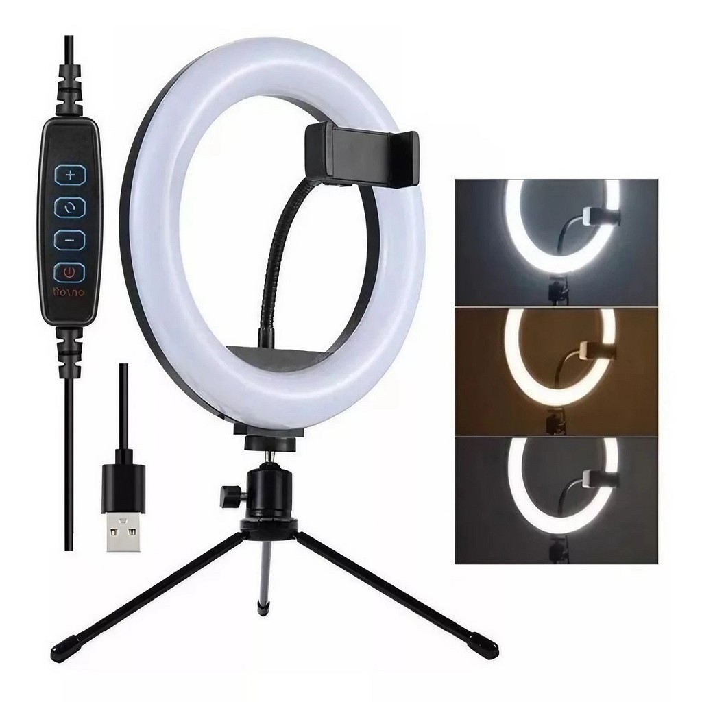 Ring Light de Mesa 8 Polegadas 20cm Suporte Celular Vídeo