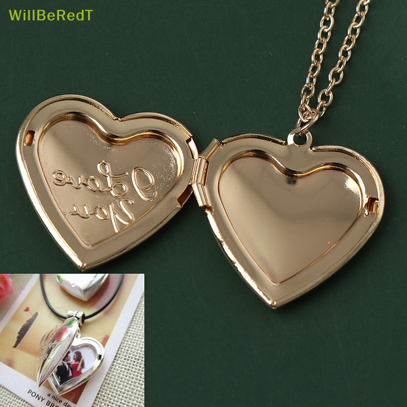 [WillBeRedT] Pingentes De Locket Heart Pendants Abertos Moldura Fotográfica Familiar Brilhante Colar [Novo]