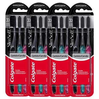 Kit 12 Escovas Dental Colgate Slim Soft Black em Oferta na Shopee