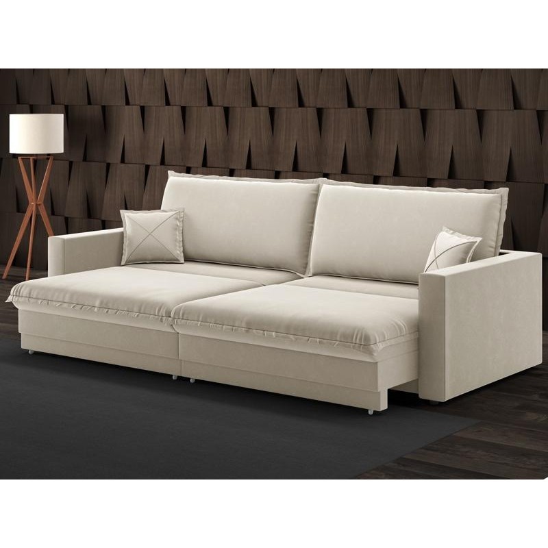 Sofá Tango 2,40m sem caixa, Retrátil e Reclinável Veludocristal Areia - NETSOFAS em Oferta na Shopee