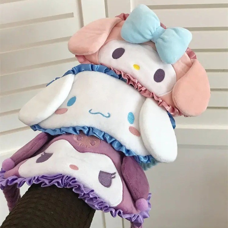 Máscara De Dormir Venda Macio Pelúcia Máscaras De Olho Bonito Kuromi Melodia Pochacco Capa Eyepatch Nap Saúde