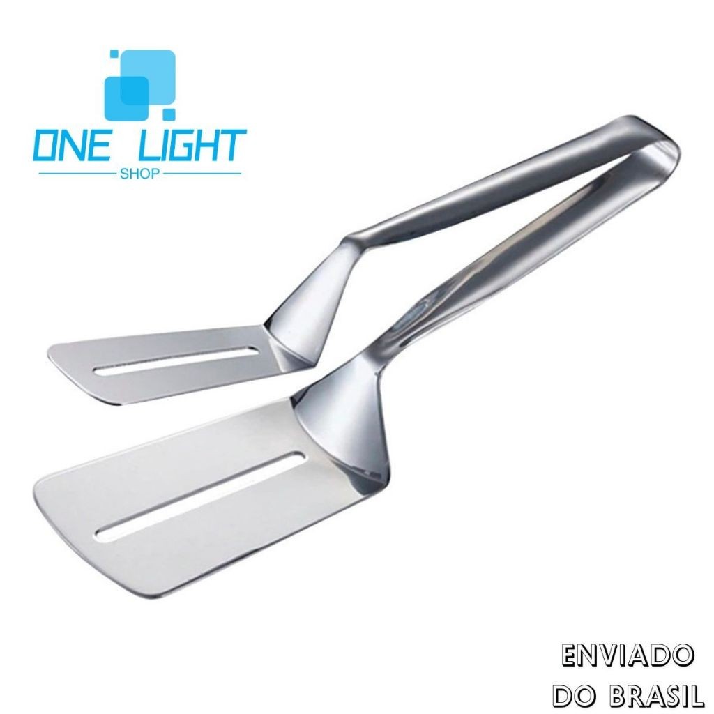 Pinça Pegador Espátula Pegadora Dupla para Alimentos em Inox em Oferta na Shopee