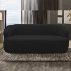 Sofá 2 Lugares Orgânico Sala de Estar Living 140cm Carmen F04 Veludo Preto - Lyam Decor