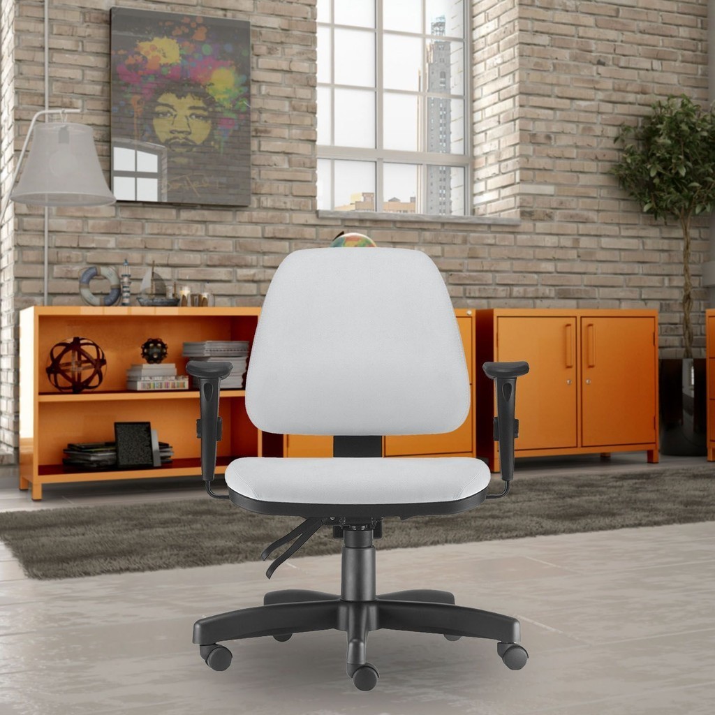 Cadeira de Escritório Giratória Executiva Ergonômica Sky L02 Couro Sintético Branco - Lyam Decor