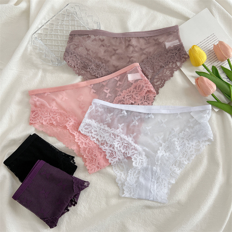 Calcinha De Renda Macia Para Mulheres , Lingerie Confortável E Respirável , Roupa Íntima De Algodão — imagem 2 de 2