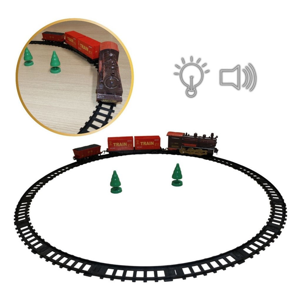 Trem Locomotiva Ferrorama Elétrico Trilho Luz Som Brinquedo Infantil