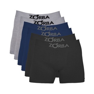 Kit 6 Cuecas Zorba Boxer sem Costura Algodão 781 Preto/Marinho/Mescla em Oferta na Shopee