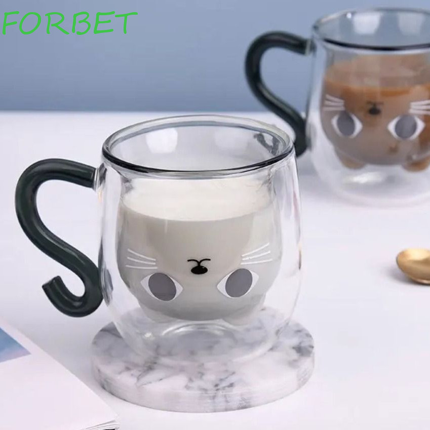 Canecas De Café FORBET , Xícaras Expresso Para Gatos De Vidro Com Parede Dupla Isoladas E Resistentes Ao Calor Inverno em Oferta na Shopee