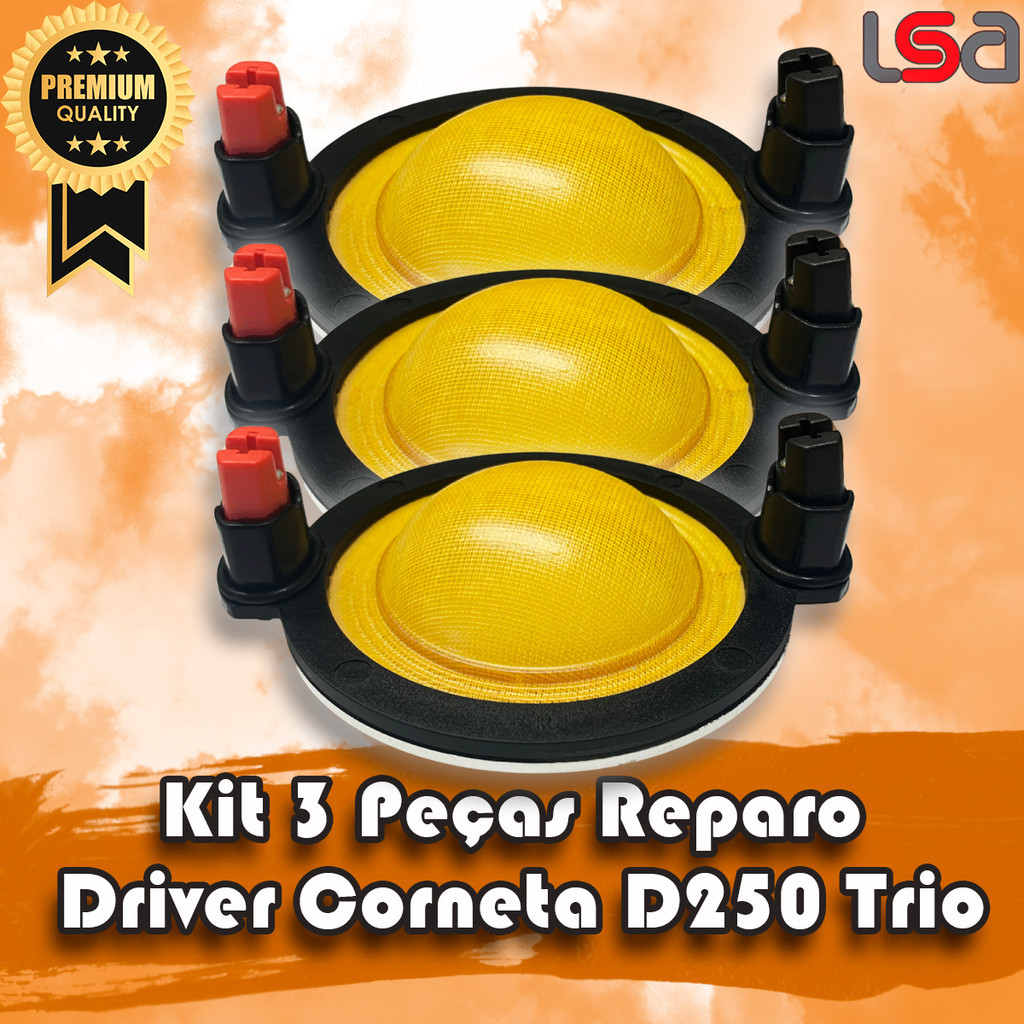 3 Reparo Driver Corneta D250 Trio Reforçado 8ohms 200w RMS - Spare Parts and Accessories for Vehicles