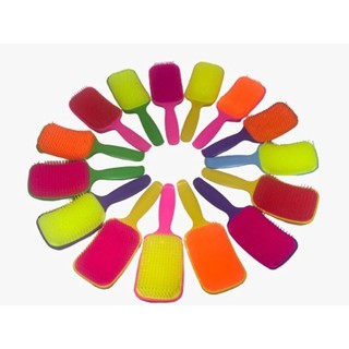 Escova De Cabelo Raquete Desembaraçadora Flex Hair Não Danifica Fios cor neon