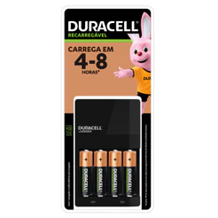 Carregador de Pilhas AA e AAA Duracell - Com 4 Pilhas Rec AA