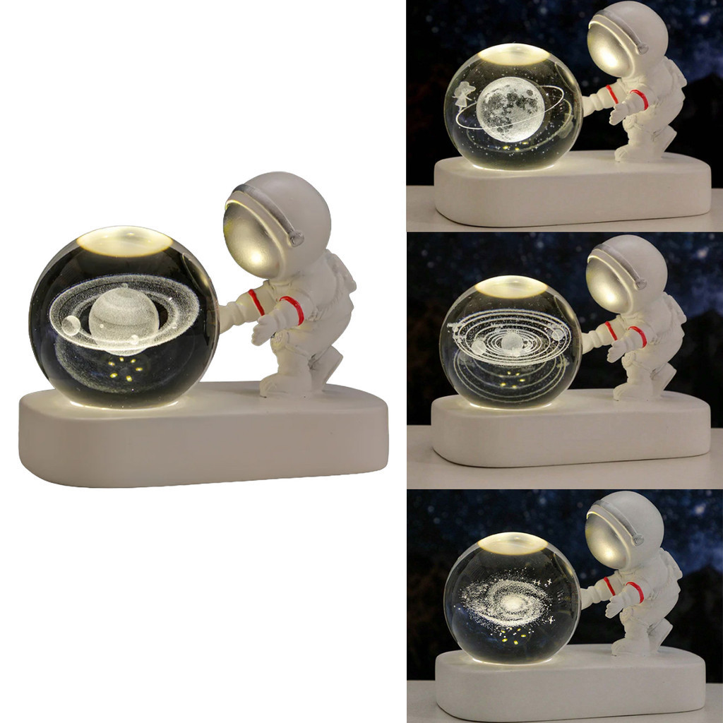 Luminária Astronauta Led Com Globo De Vidro 3D Usb Grande