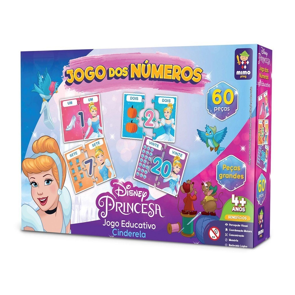Jogo dos Números Disney Princesas Cinderela - Mimo em Oferta na Shopee