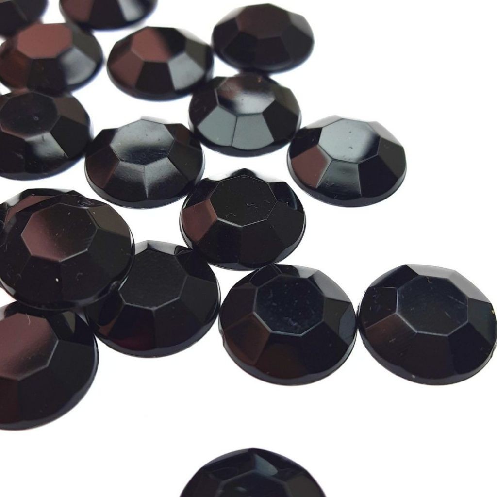 Chaton Modelo Diamante Redondo 16mm Preto – Pedra Acrílica para Colagem – Base Reta — imagem 2 de 2