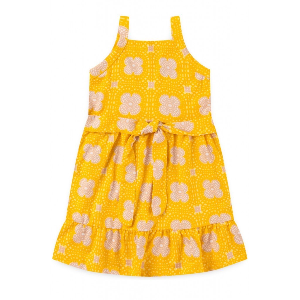 Vestido Infantil Feminino Flor Amarelado