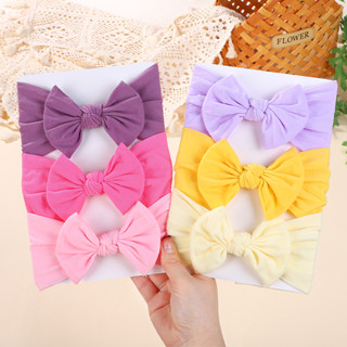 3 Pçs Cor Sólida Broadside Bowknot Bandana Para Crianças Meninas Elástico Faixa De Cabelo Do Bebê Hairband Boutique Turb em Oferta na Shopee