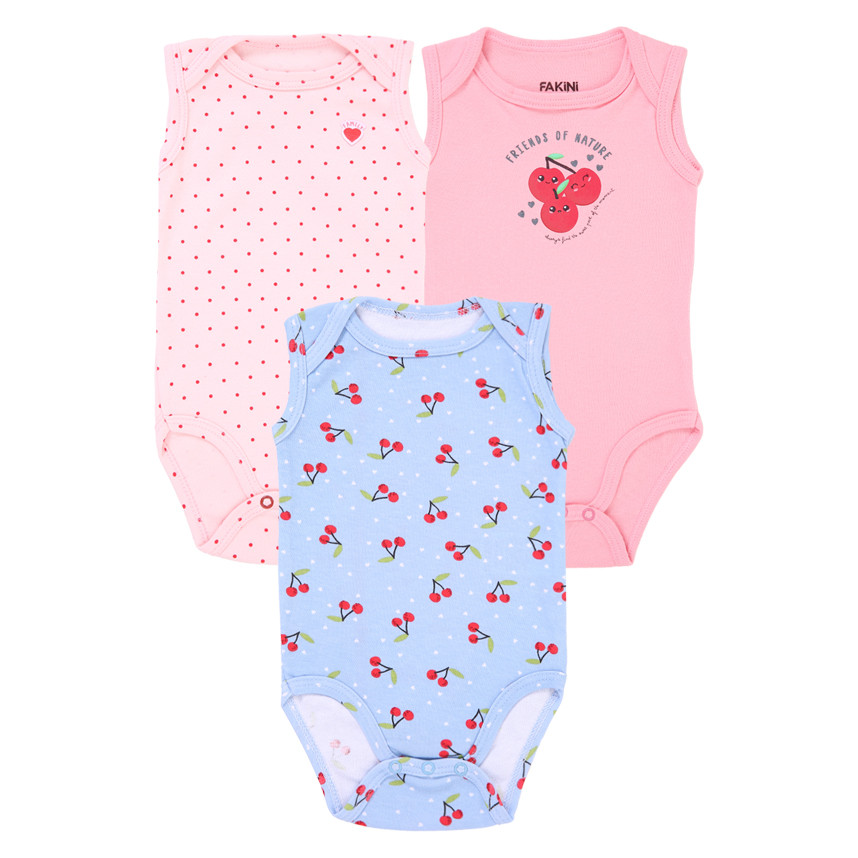 Kit Body Regata Fakini Com 03 Peças Em Suedine Frutinhas - Baby & Kids Fashion