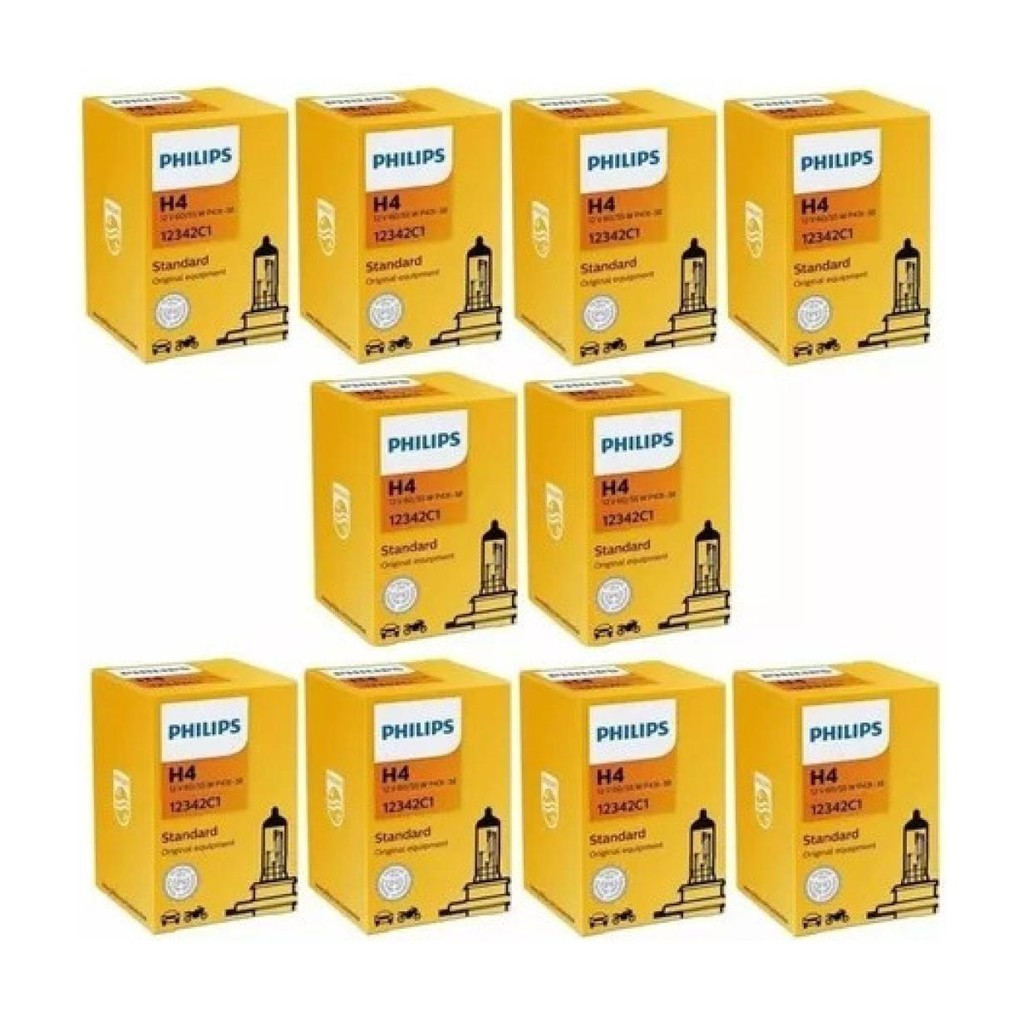 Kit 10 Lâmpada Automotiva Halogena Philips H4 12v Original em Oferta na Shopee