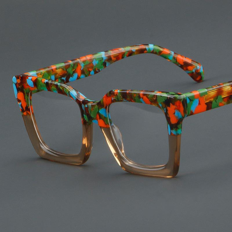 Nova Moda Colorido Acetato Óptico Óculos Quadro Feminino Tamanho Grande Vintage Masculino