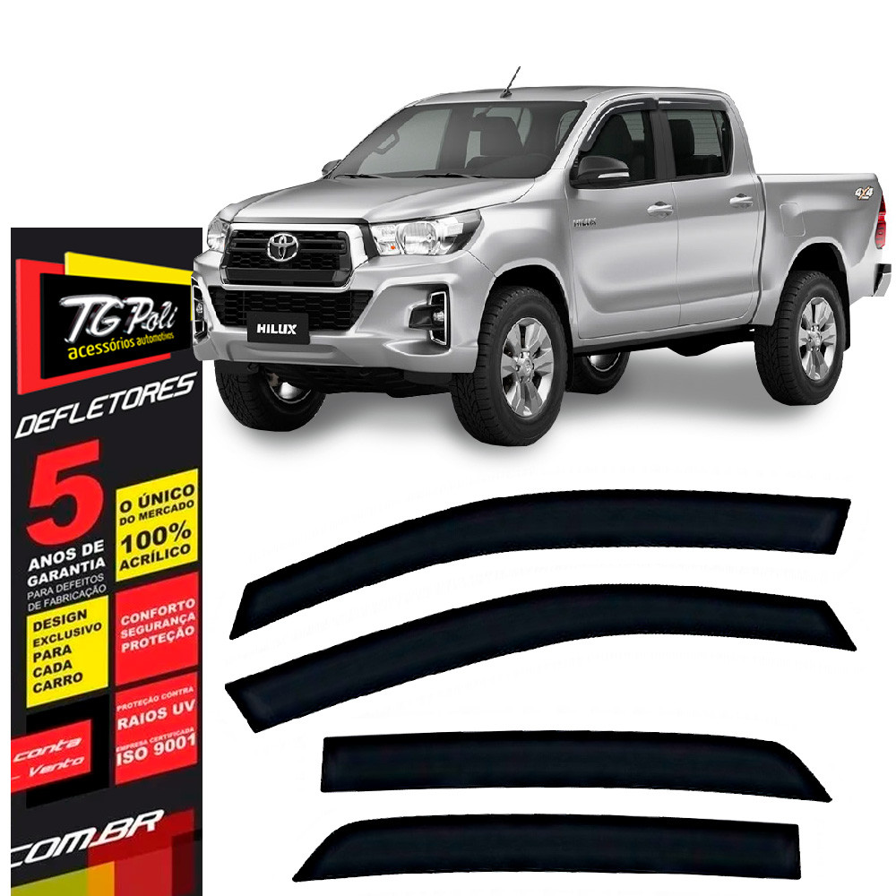 Calha de Chuva Toyota Hilux 2016 a 2025 TG Poli Defletor 4 portas Protetor Janelas Fumê em Oferta na Shopee