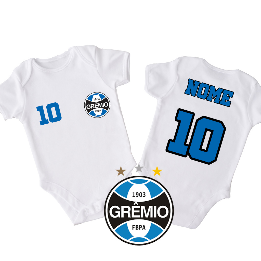Body Gremio Infantil Bebê Bori de Time Personalizado com Nome do Bebe  Roupa Bebe