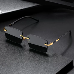 Óculos De Sol Sem Aro Para Mulheres/Homens Senhora Moda Gradiente Lentes Designer UV400 Tons