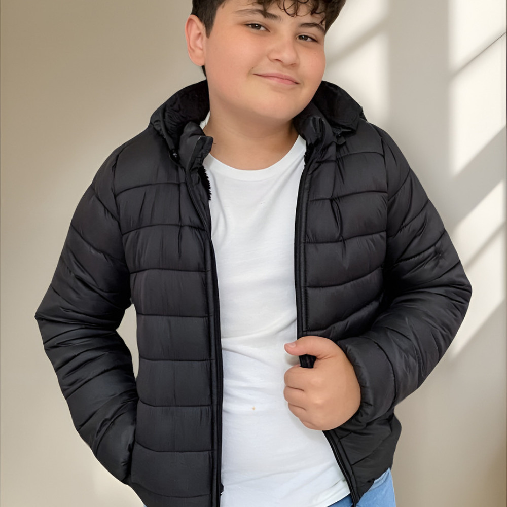 Jaqueta de frio peluciada infantil masculina feminina blusa casaco puffer corta vento - Pr...