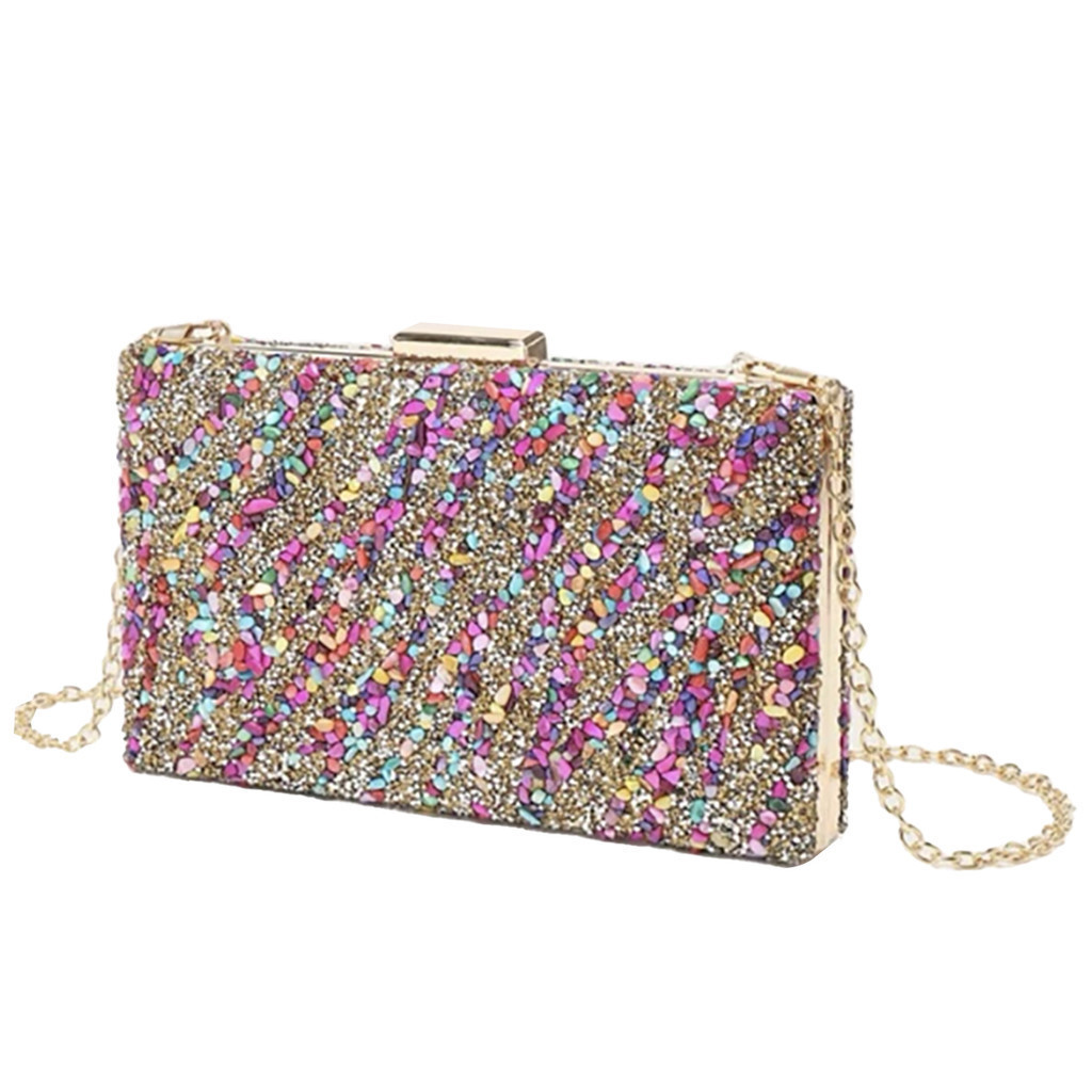 Bolsa Clutch Festa Texturizada com Brilho e Alça Transversal para Jantares e Eventos Y1026 em Oferta na Shopee