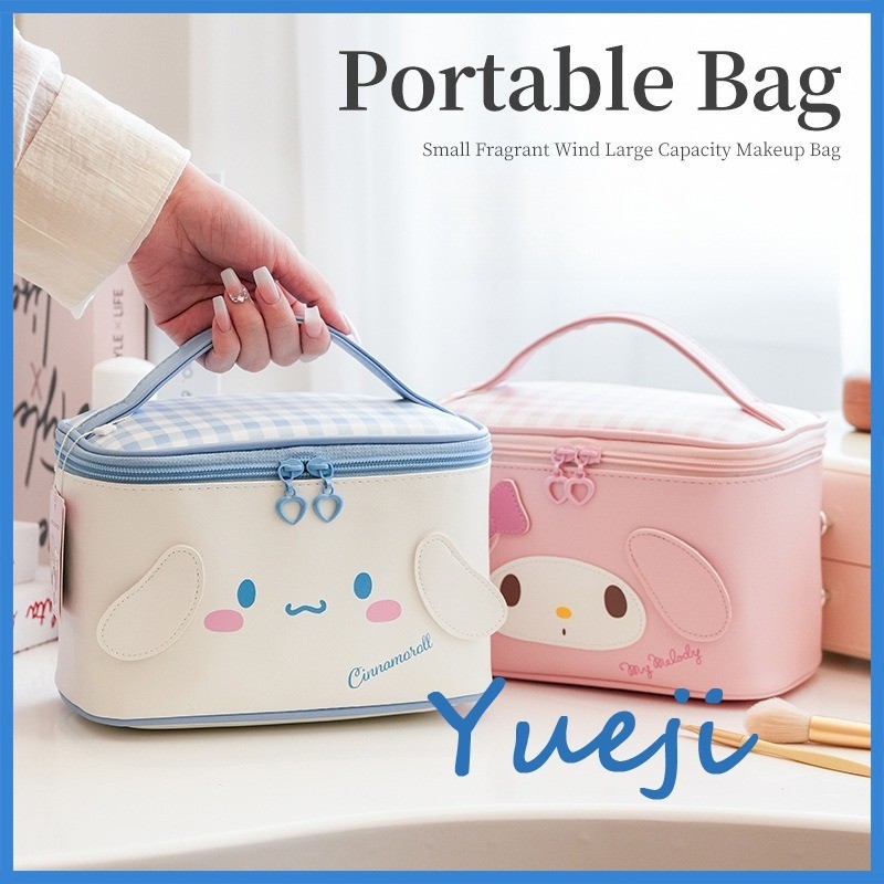 Sanrio Bolsa Cosmética Fofa Cinnamoroll Hello Kitty Kuromi Portátil De Grande Capacidade Para Armazenamento De Viagem