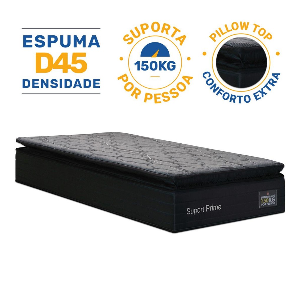 Colchão de Espuma D45 Pillow Top Suport Prime Solteiro 88cm em Oferta na Shopee