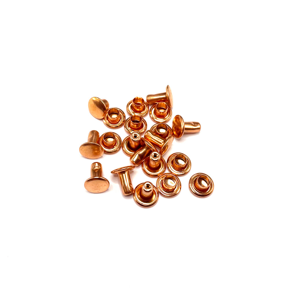 Rebite 8 mm Rose Gold nº 3 com Calota Macho e Fêmea 10, 20, 30, 40 ou 50 Pares