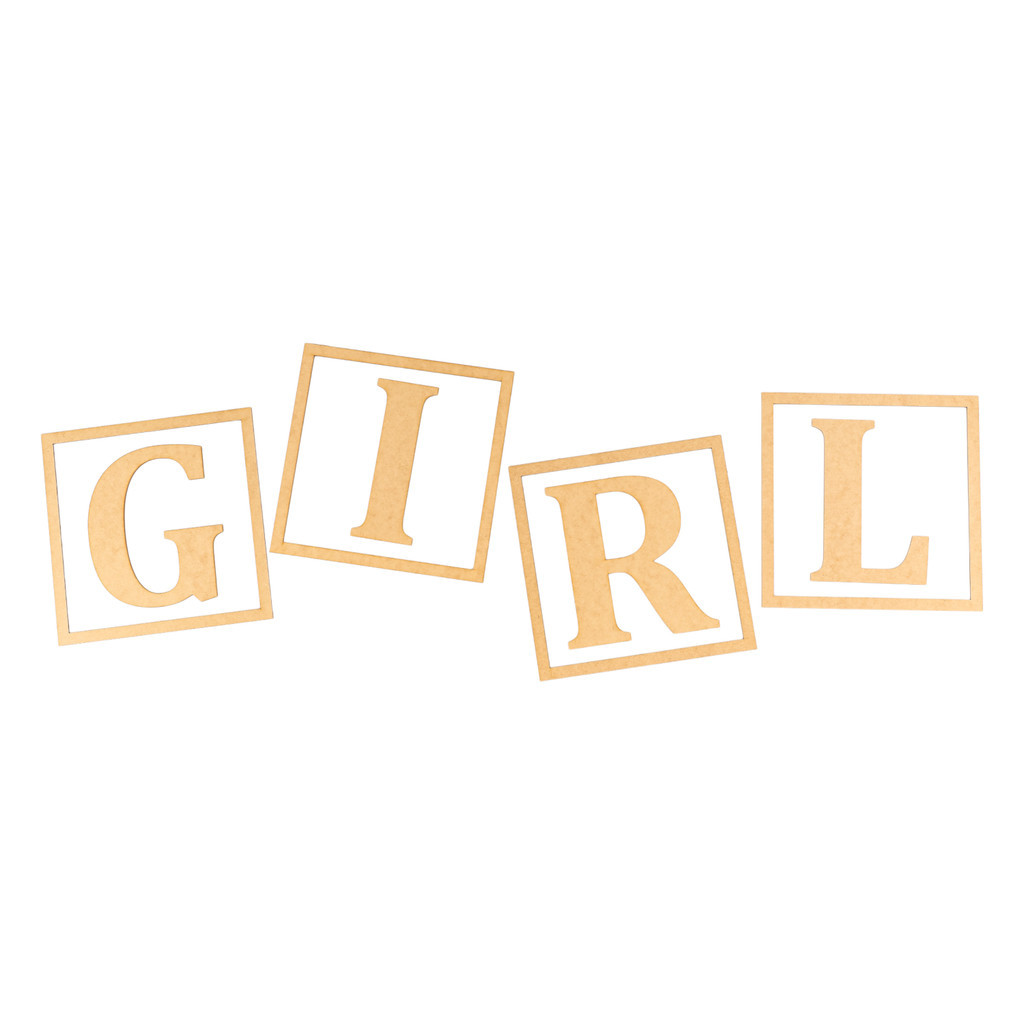 Letras Moldura Girl chá revelação para cubos mdf festa menina