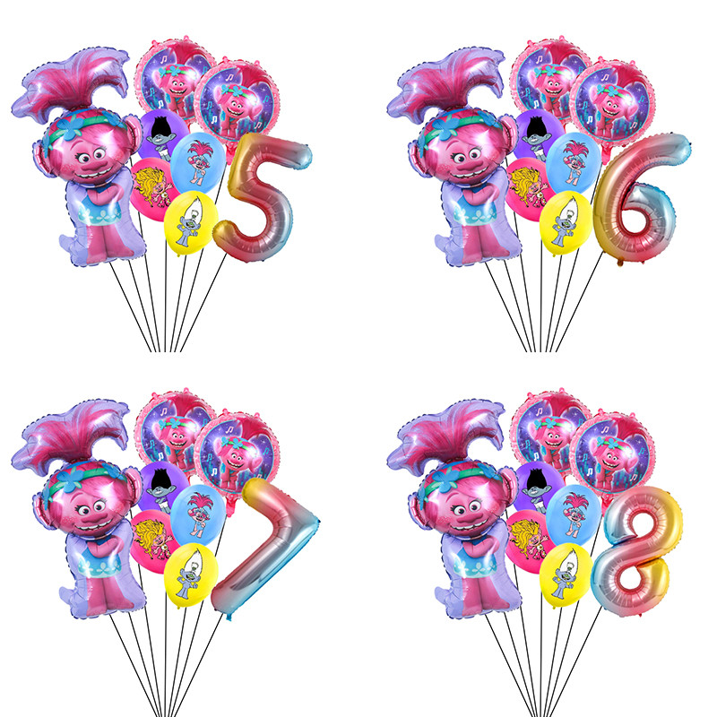 O Novo Conjunto De Balões Trolls Folha De Alumínio Número Balão Decoração De Aniversário Lembrancinha De Festa em Oferta na Shopee