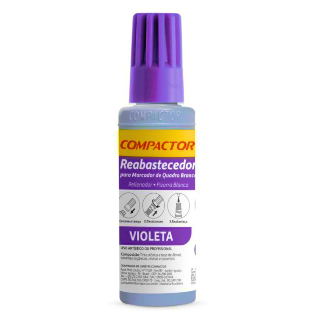 Reabastecedor  Refil Para Quadro Branco Compactor  30mL - VIOLETA em Oferta na Shopee