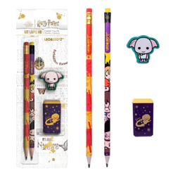 Kit Escolar Harry Potter 4 Peças Com Lápis e Borracha e Apontador Leo&leo