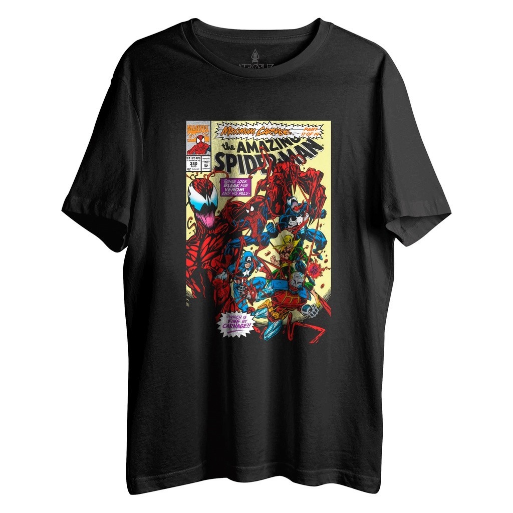 Camiseta   The Amazing Spider Man Homem Aranha Maximum Carnage Venon Quadrinhos Hq Exclusiva Confortavel Casual