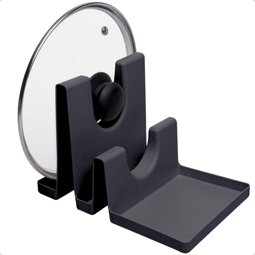 Descanso para Tampa de Panela com Suporte Apoio de Colher Utensilios de Bambu Plástico para Cozinha em Oferta na Shopee