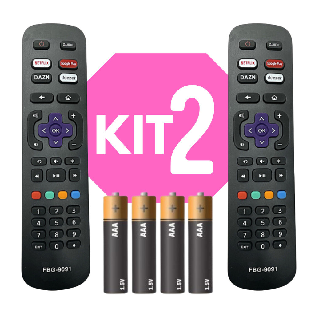 2un Controle Roku Aoc 9091 NFE em Oferta na Shopee