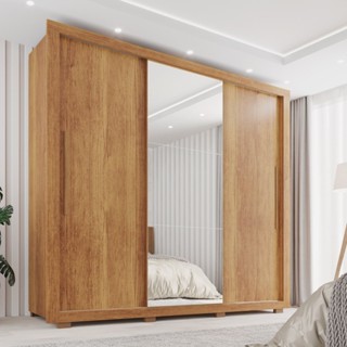 Guarda-roupa Casal com Espelho 3 Portas 4 Gavetas Costa Rica Cinamomo em Oferta na Shopee