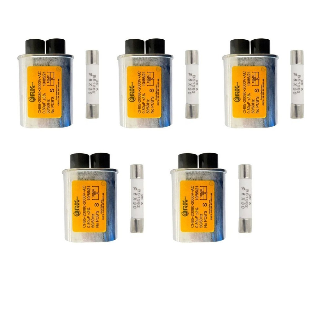 Kit 5 Capacitor De Alta Tensão Microondas 0.80uf 2000v JRK Microondas