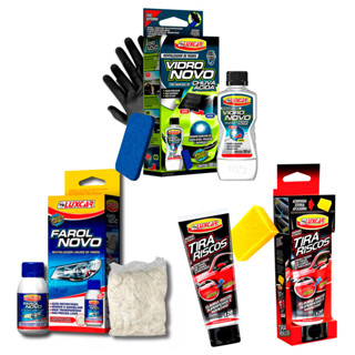 Tira Riscos Luxcar + Revitalizador Farol Novo + Revitalizador Vidros Tira Manchas de Chuva - Luxcar em Oferta na Shopee