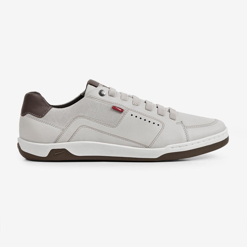 Sapatênis Casual Masculino  Ferracini  Detalhe Marrom Calce Fácil Esportivo Lexus Cinza Claro 7054-267D - Men Shoes