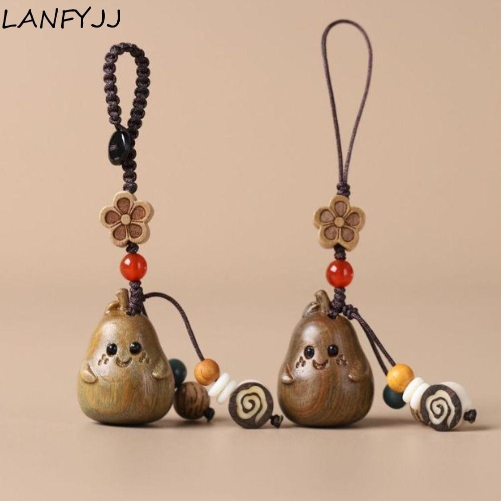 LANFYJJ Corrente Para Telefone Celular , Mini Chaveiro Em Forma De Pêra , Delicado Burlywood Cute Chinese Style Car Pendant Decoração De