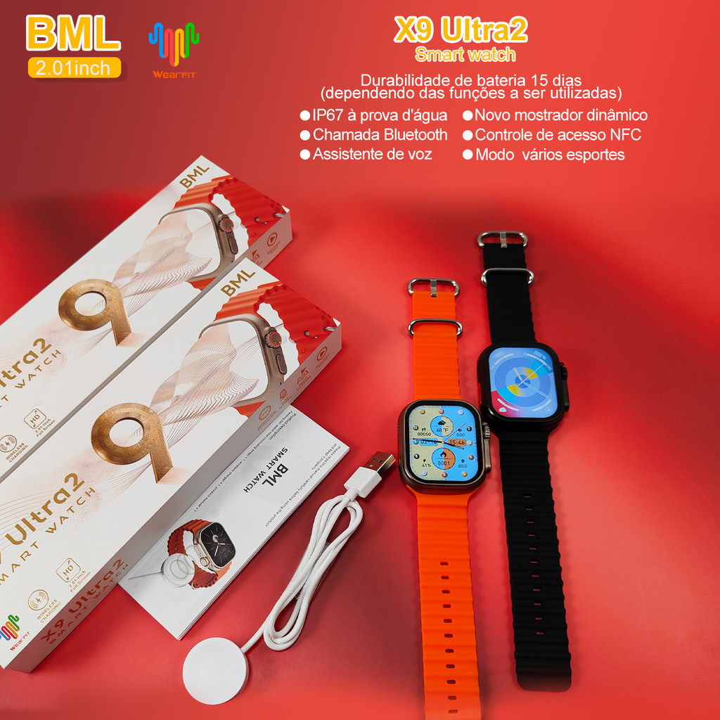 Smartwatch Original X9 Ultra Série 9 Bússola 49mm NFC GPS Esportivo Fitness Relógio Inteligente Para Android IOS