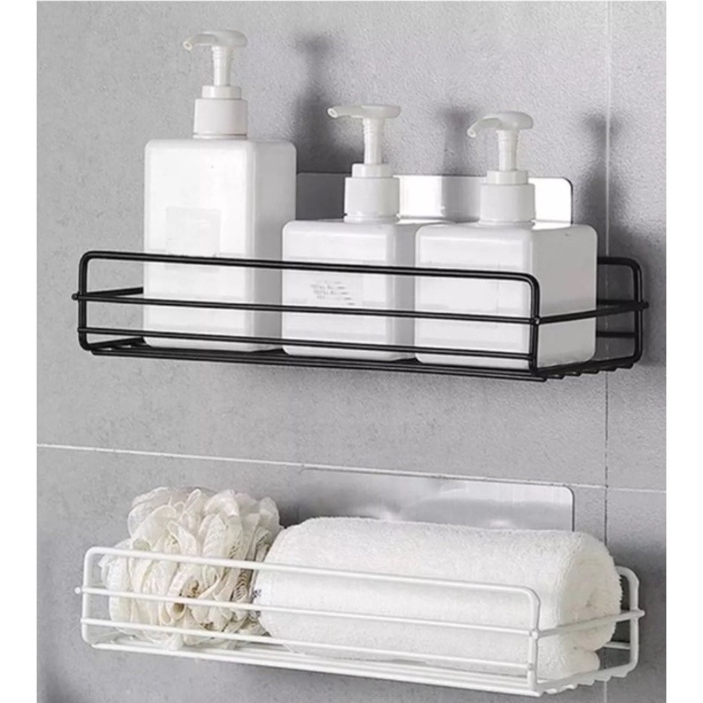 Kit 2 Prateleiras Suporte Com Alto Adesivos Para Parede Banheiro Cozinha lavanderia Shampoo em Oferta na Shopee