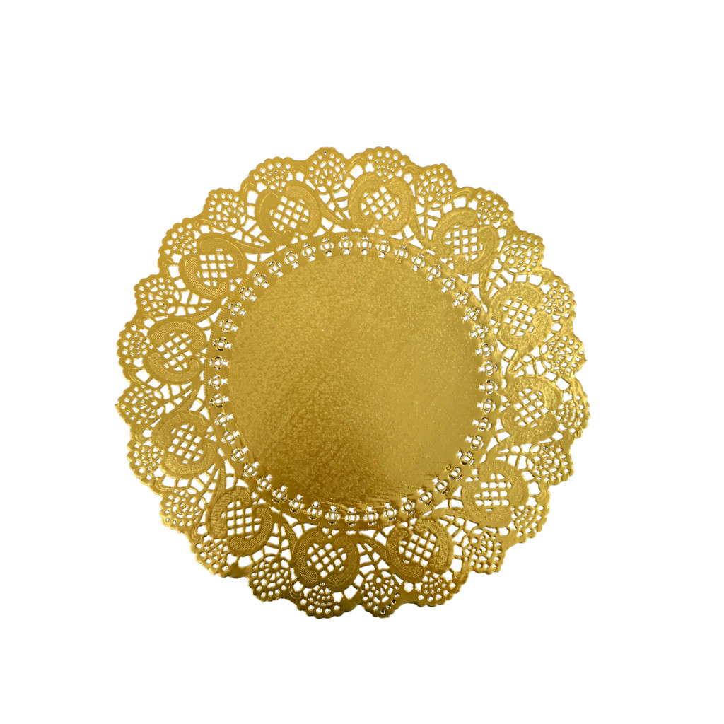200UN Papel Rendado Fundo Bandeja Doilie 21,5 CM Dourado